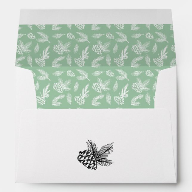Enveloppe Carte de voeux Rustic Pine Tree Mint Holiday (Dos (Bas))