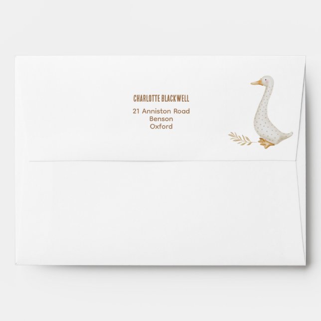Enveloppe Carte d'invitation Baby shower Boho Goose (Dos (Haut rabat))