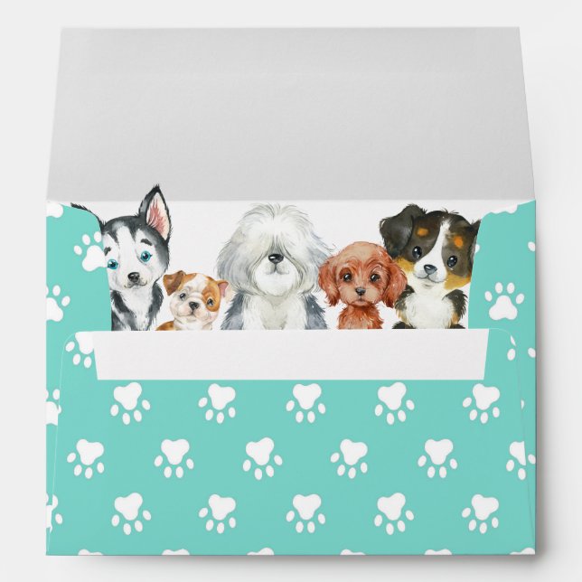 Enveloppe Carte d'invitation pour Empreinte de patte chiot m (Dos (Bas))