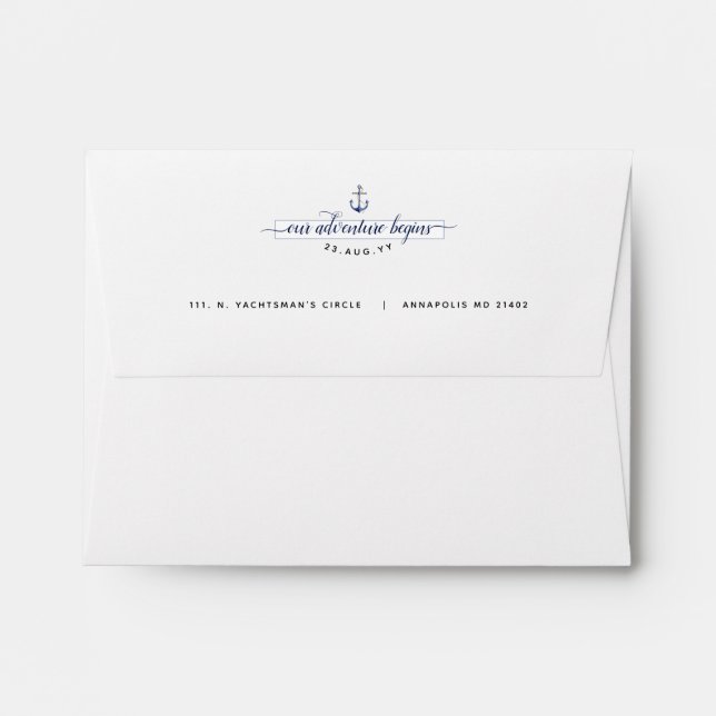 Enveloppe Carte du mariage nautique RSVP Annapolis Maryland (Dos (Haut rabat))