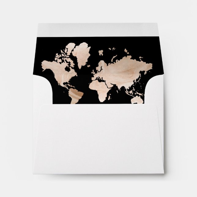 Enveloppe Carte du monde | Elégant Mariage Voyage RSVP (Dos (Bas))