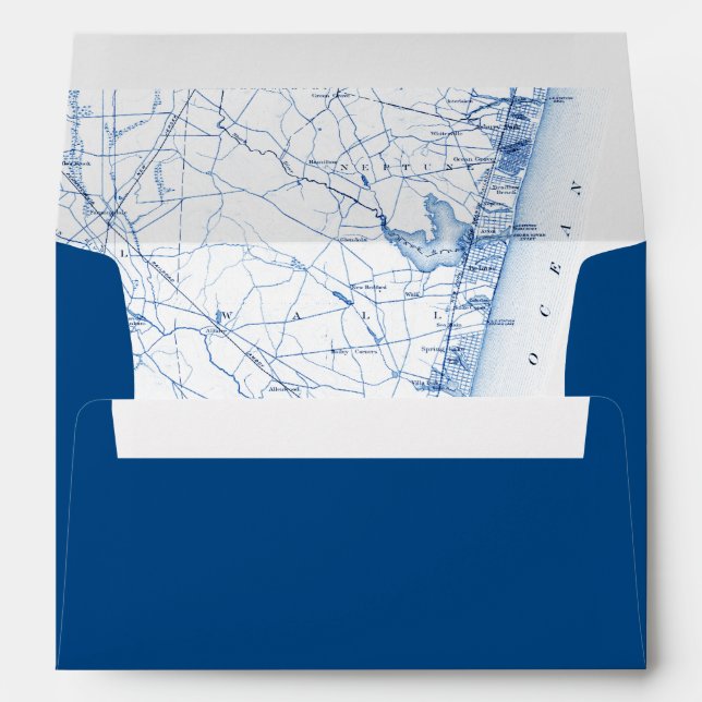 Enveloppe Carte du New Jersey d'Asbury Park Mariage bleu mar (Dos (Bas))