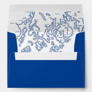 Enveloppe Carte du port du Maine Marine Mariage bleu