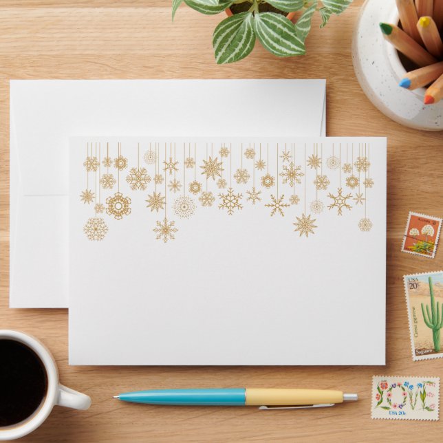 Enveloppe carte Gold Snowflakes (Desk)