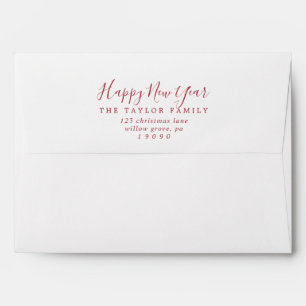 Enveloppe Carte minimaliste Red Happy New Year Holiday Card