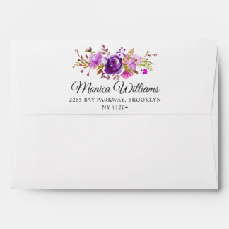 Enveloppe Carte moderne florale aquarelle violette 5x7