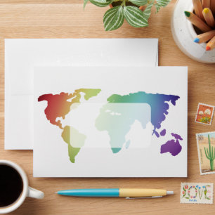 Enveloppe Carte Mondiale Immigration Timbre Destination Mari