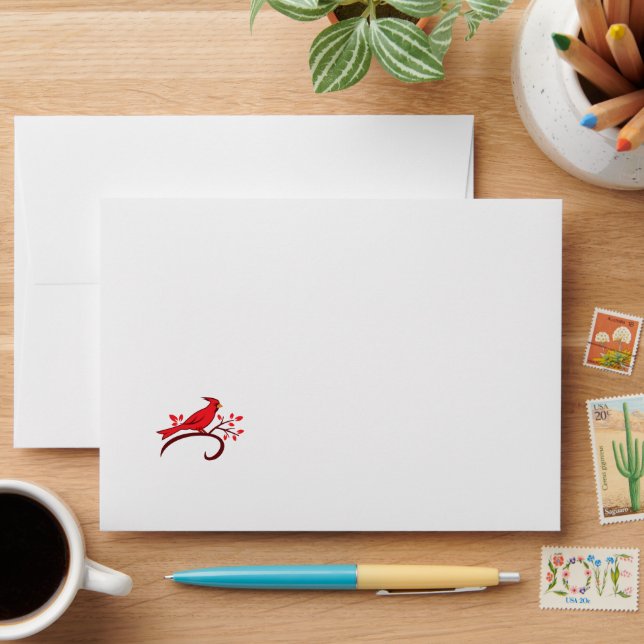 Enveloppe carte Oiseau cardinal (Desk)
