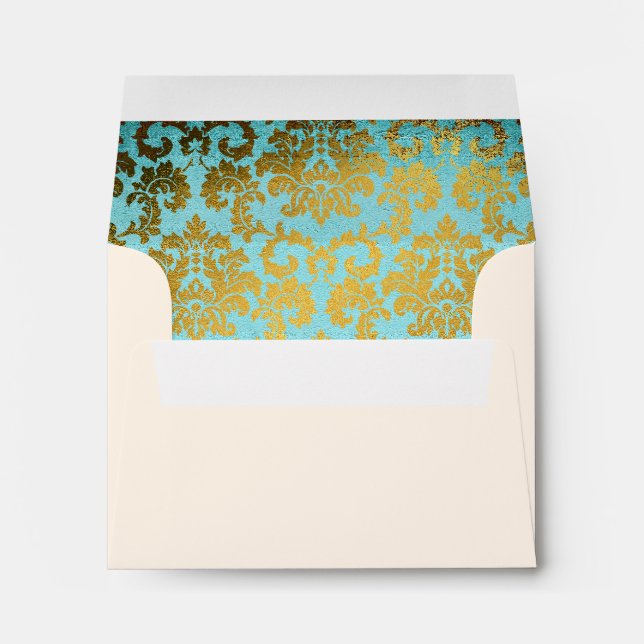 Enveloppe Carte pour notes de Merci de Mariage damassé (Dos (Bas))