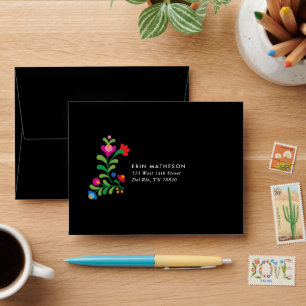 Enveloppe Carte RSVP noire couleur broderie mexicaine