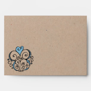 Enveloppe Cartes A7 Heart Motif bleu kraft