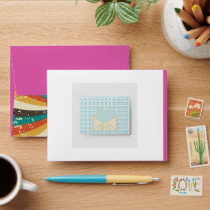 Enveloppe Cartes de notes à motif d'enveloppe rétro et de cœ