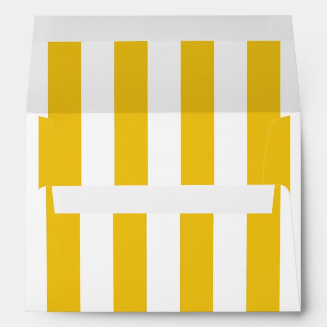 Enveloppe Cartes d'invitation modernes rayées jaune et blanc (Dos (Bas))