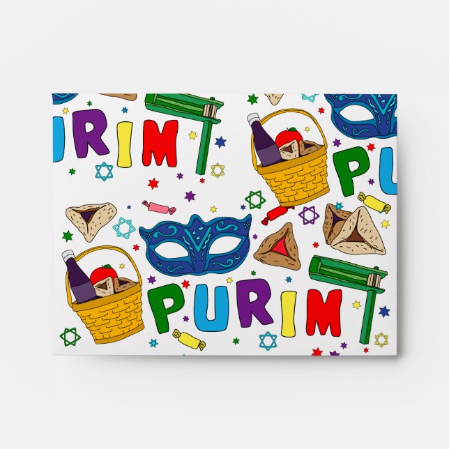 Enveloppe Cartes Manot Shaloch - Purim (Devant)
