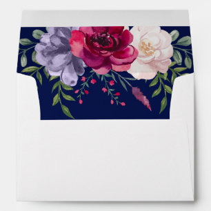 Enveloppe Cartes Navy Burgundy & Blush Floral Botanal 5x7