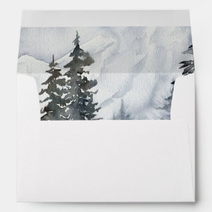 Enveloppe Carton d'insertion aquarelle de montagne hivernale