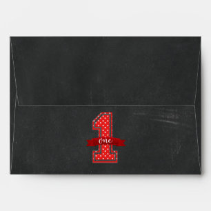 Enveloppe Carton d'invitation anniversaire 1 an pois rouge e