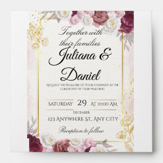 Enveloppe Carton d'invitation de mariage élégant à motif de