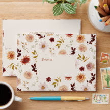 Carton d'invitation de mariage floral automnal ave