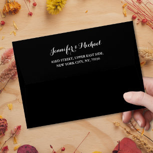 Enveloppe Carton d'invitation de mariage noir élégant pré-ad