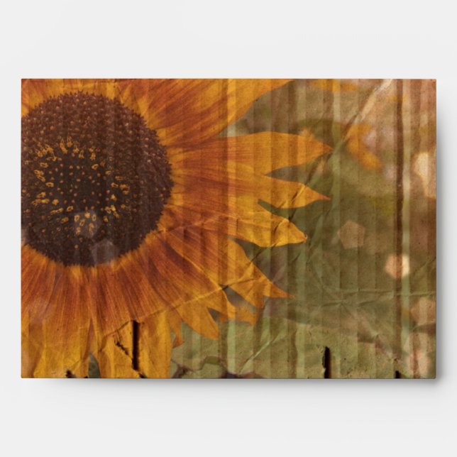 Enveloppe cartons rustiques pays mariage de tournesol (Devant)