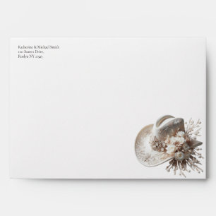 Enveloppe Casquette blanc Cowgirl avec Mariage Fleurs