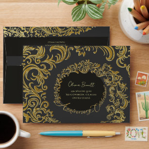 Enveloppe Célébration de Mariage Luxueuse en Or
