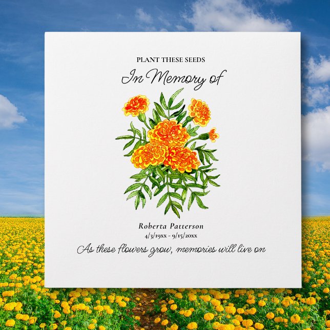 Enveloppe Celebration of Life Favor Pretty Marigold Flowers  (Créateur téléchargé)
