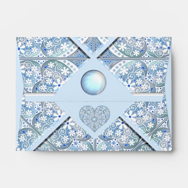 Enveloppe Céramique Lace Bleu clair (Dos (Haut rabat))
