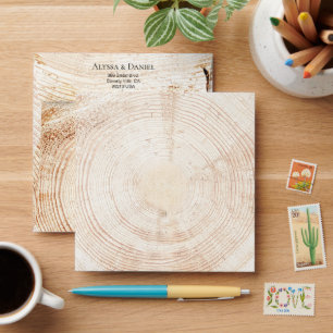 Enveloppe Cercle à grains de bois unique Adresse personnalis