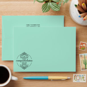 Enveloppe Cercle de timbres - VOTRE TEXTE & IDÉE - FLEURS 9