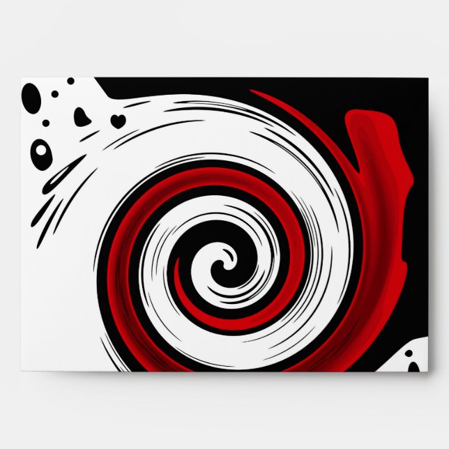 Enveloppe Cercle de wirl moderne noir rouge couleurs blanche (Devant)