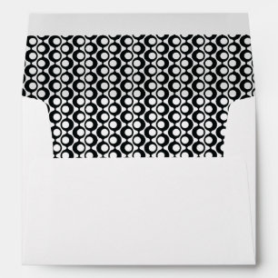 Enveloppe Cercles Rétro Noir & Blanc à Motif Rayé