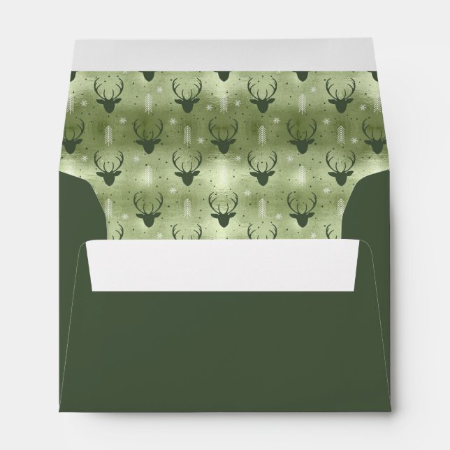 Enveloppe Cerfs Antlers Flèches Motif de Noël Vert ID861 (Dos (Bas))
