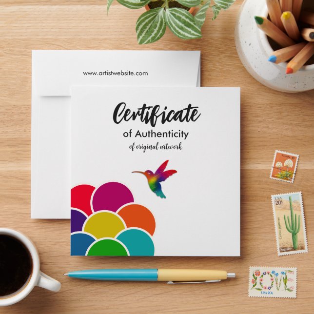 Enveloppe Certificat d'authenticité pour l'oeuvre originale (Desk)