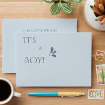 C'est un garçon ! Minimalisme Baby Shower Bleu Pas