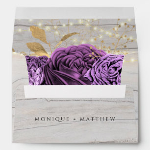 Enveloppe Chaîne De Lumières En Bois De Peine Violet Mariage