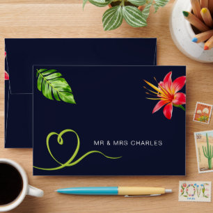 Enveloppe Chaleur & Feuilles et fleurs tropicaux
