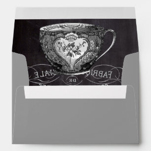 Enveloppe Chalkboard Alice à Wonderland tea party teacup