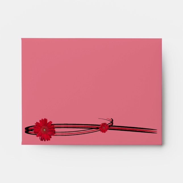 Enveloppe Champ rouge vibrant de marguerite de Gerber (Devant)