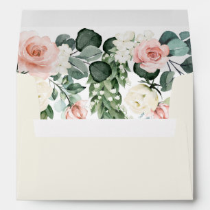 Enveloppe Champagne d'ivoire Rose d'aquarelle Mariage d'ivoi