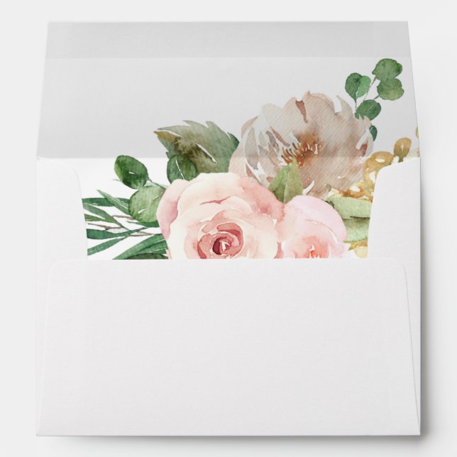 Enveloppe Champagne & Floral rose (Dos (Bas))