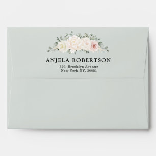 Enveloppe Champagne Ivory Blush rose Floral Mariage