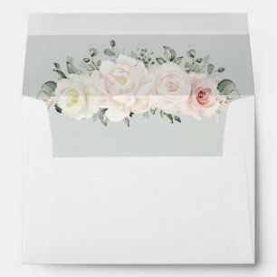 Enveloppe Champagne Ivory Blush rose Floral Mariage