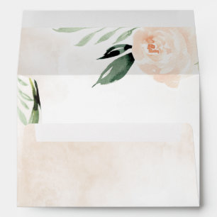 Enveloppe Champagne Jardin Rosée Rose Bleu Élégant Champagne