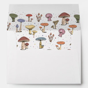 Enveloppe Champignons colorés Doodle Motif