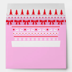 Enveloppe Chandail de Noël Motif tricoté rose et rouge