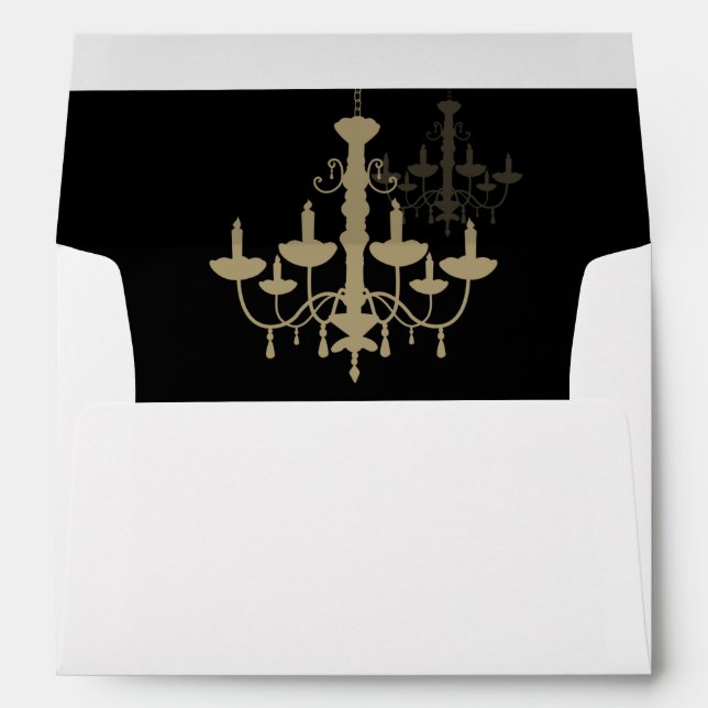 Enveloppe Chandelier en or noir 5x7 Faire-part de mariage (Dos (Bas))