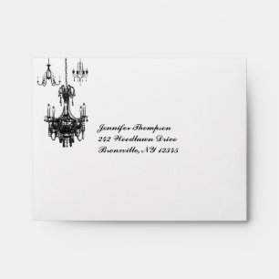 Enveloppe Chandeliers Damas noirs et blancs A2