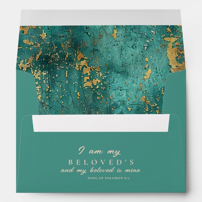 Enveloppe Chanson turquoise de Mariage d'or de la Bible Salo (Dos (Bas))